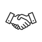 EPoS Software Quote of The Month Icon - Handshake icon isolated on a white background. Handshake line icon