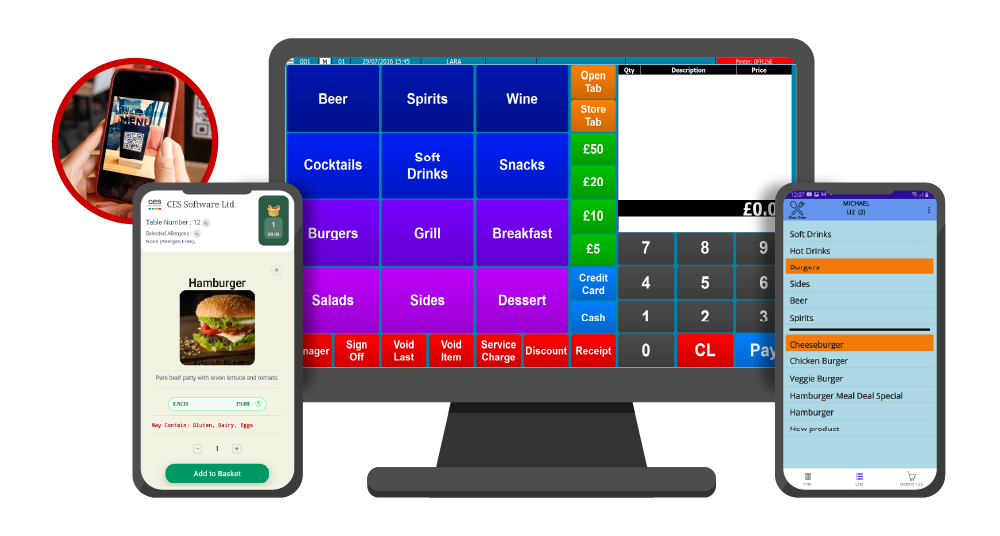 CES OrderSoft EPoS System displayed on Hardware